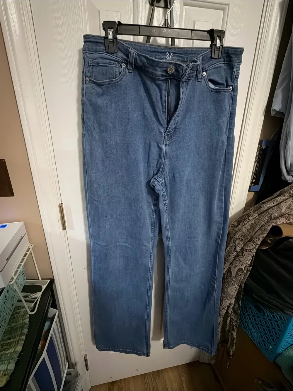 New York & Company Women's Blue Wide Leg Jeans